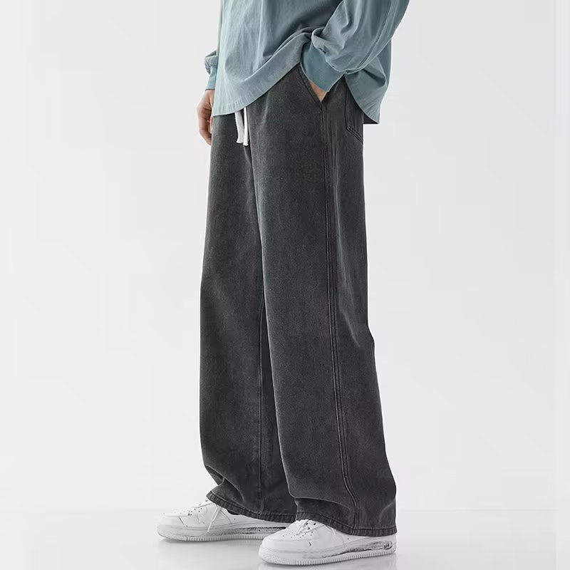 Męskie luźne jeansy w stylu ko – Men'S Fashion Grey Jeans recenzja i cena